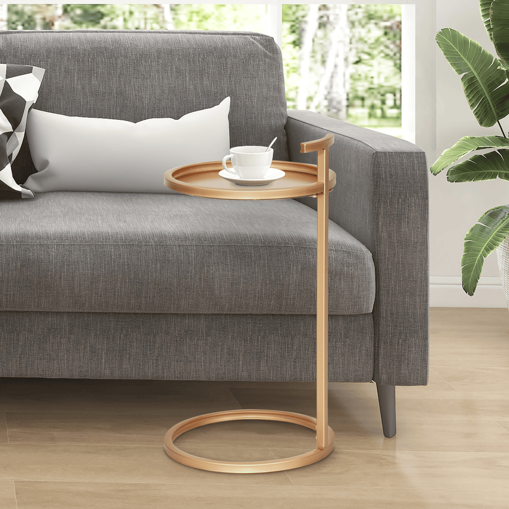 Portable Metal Round C-Table & End Table 12"D x 23.5"H
