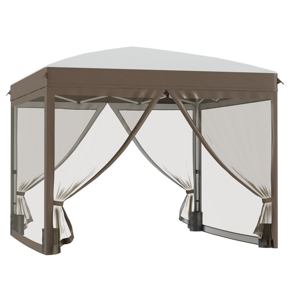 Portable Party Pavilion: 10x10 Pop Up Gazebo Canopy Tent with Netting & Wheeled Bag