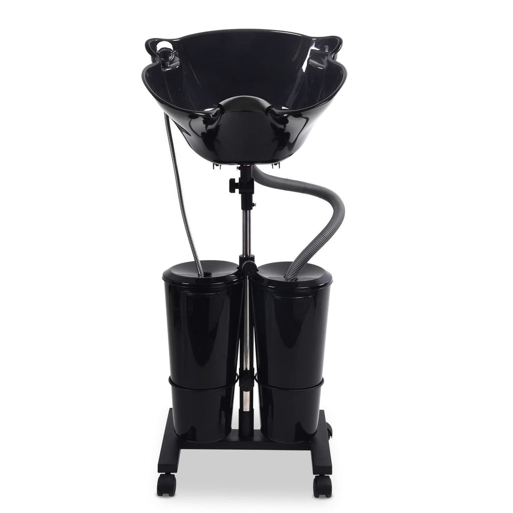 Portable Shampoo Bowl with Electric Pump and 2 Water Tanks, Portable Hair Washing Sink with Sprayer for Salon Home, Black