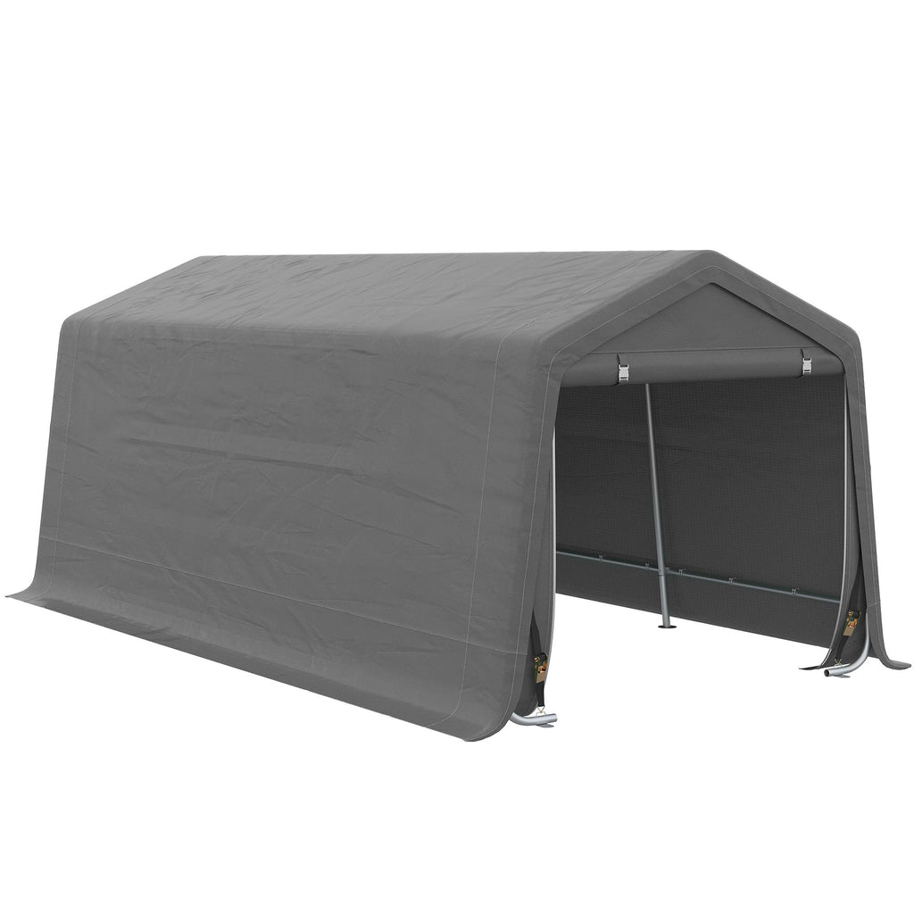 Portable Shelter: 20x10ft Heavy-Duty Carport with Anti-UV Cover & Double Zipper Doors