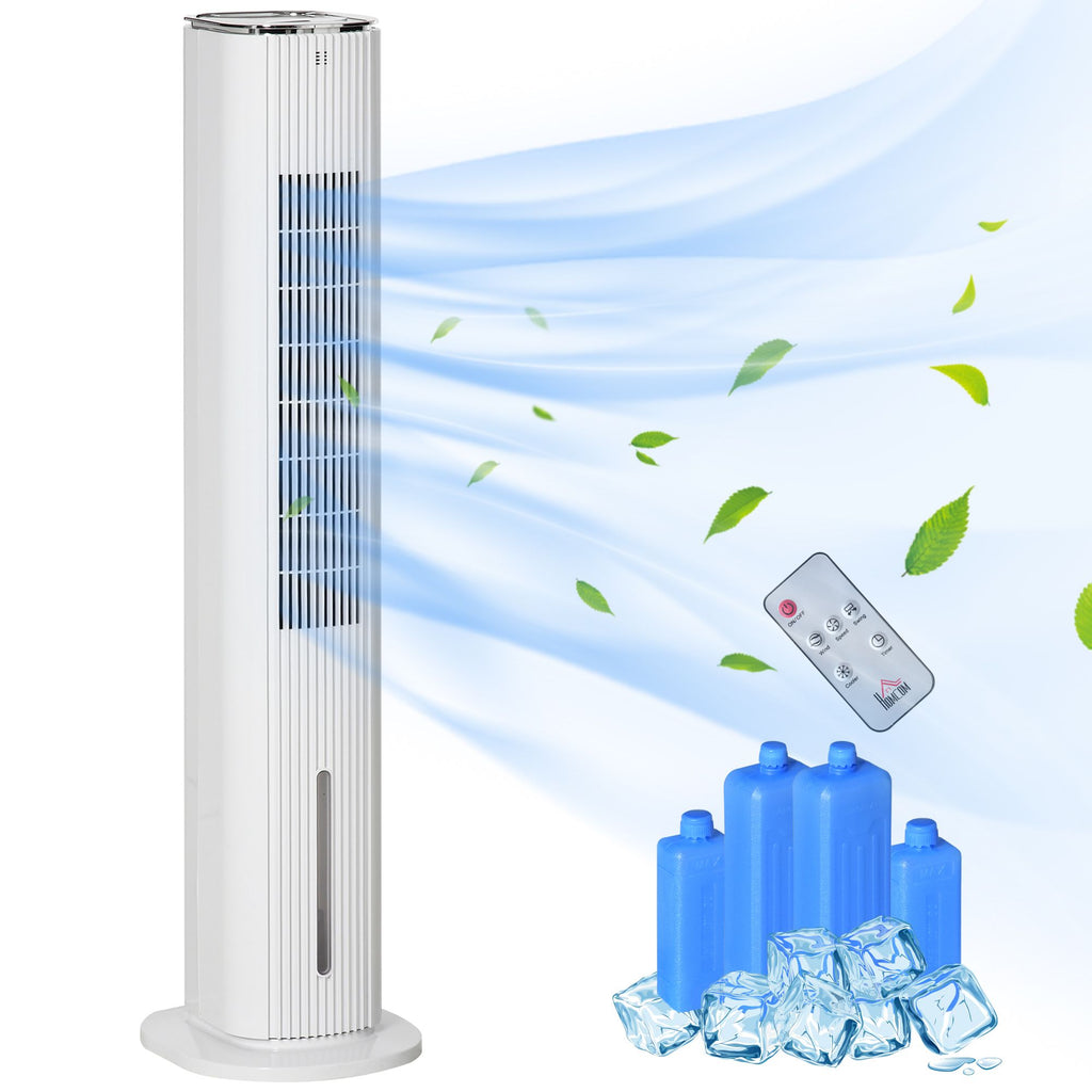 Portable Swivel Air Conditioner Humidifier 2-In-1 Cooling Fan 3 Modes 3 Speeds Remote 1.3 Gal White