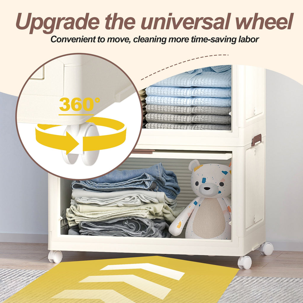 Portable Wardrobe Closet Storage Organizer for Clothes,Clothes Dresser, Magnetic Doors with 4 Cubes & Hanging Rod,10 pcs hangers , Baby Wardrobe Storage Cabinet,White