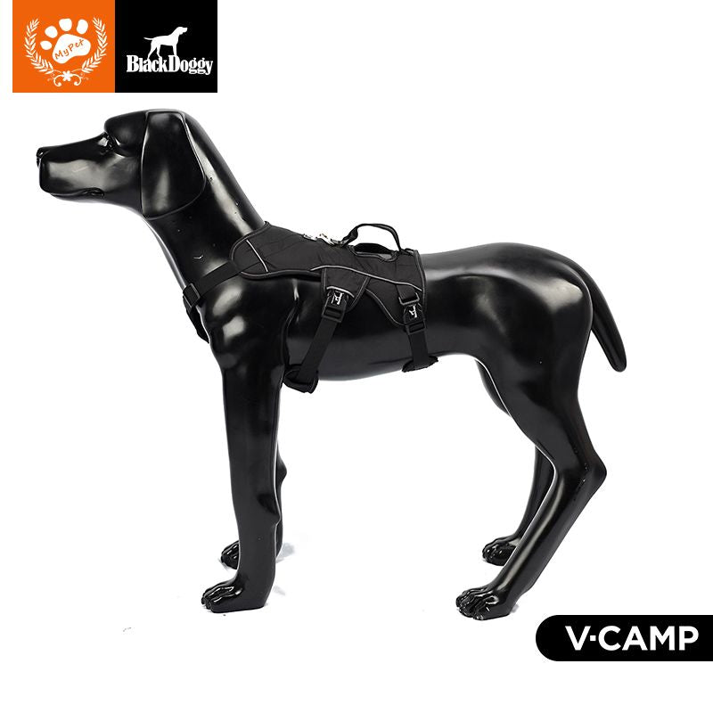 Professional Dog Harness Adjustable Pet Body Harness Vest Visible at Night Outdoor Training Harnesses Premium Quality Chest Straps No-Pull Effect-(black, size S)