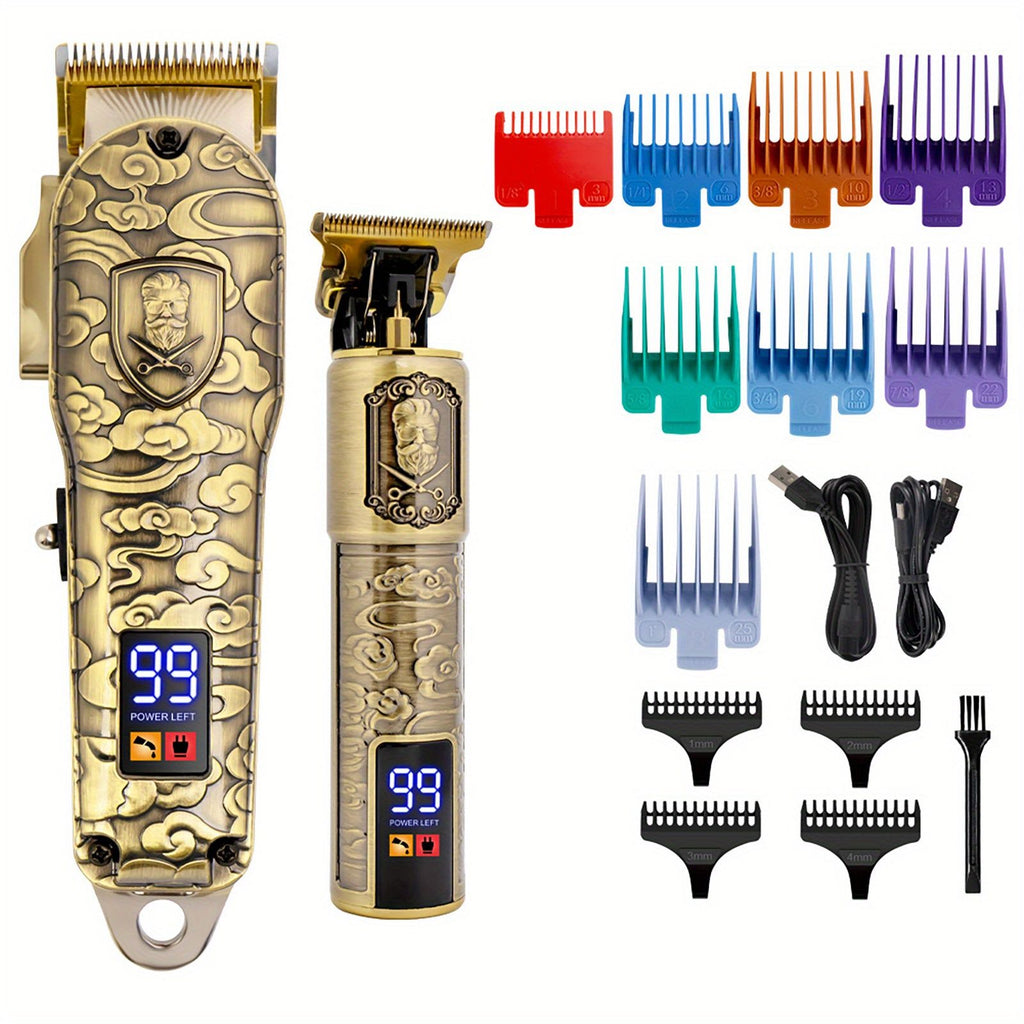 Professional Hair Clippers for Men - Cordless Hair Clippers and Trimmer Set, LCD Display Barber Clippers for Haircut & Mens Grooming