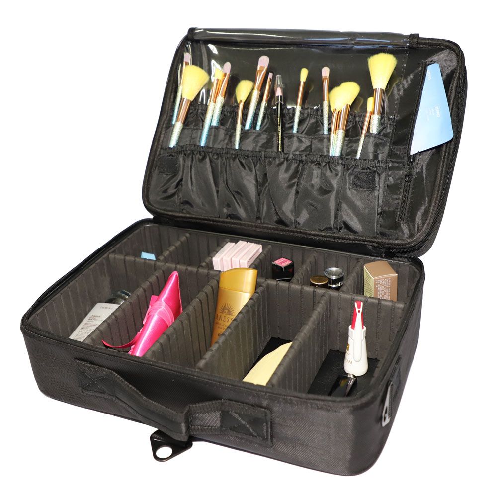 Professional High-capacity Multilayer Portable Travel Makeup Bag with Shoulder Strap Size L   YF