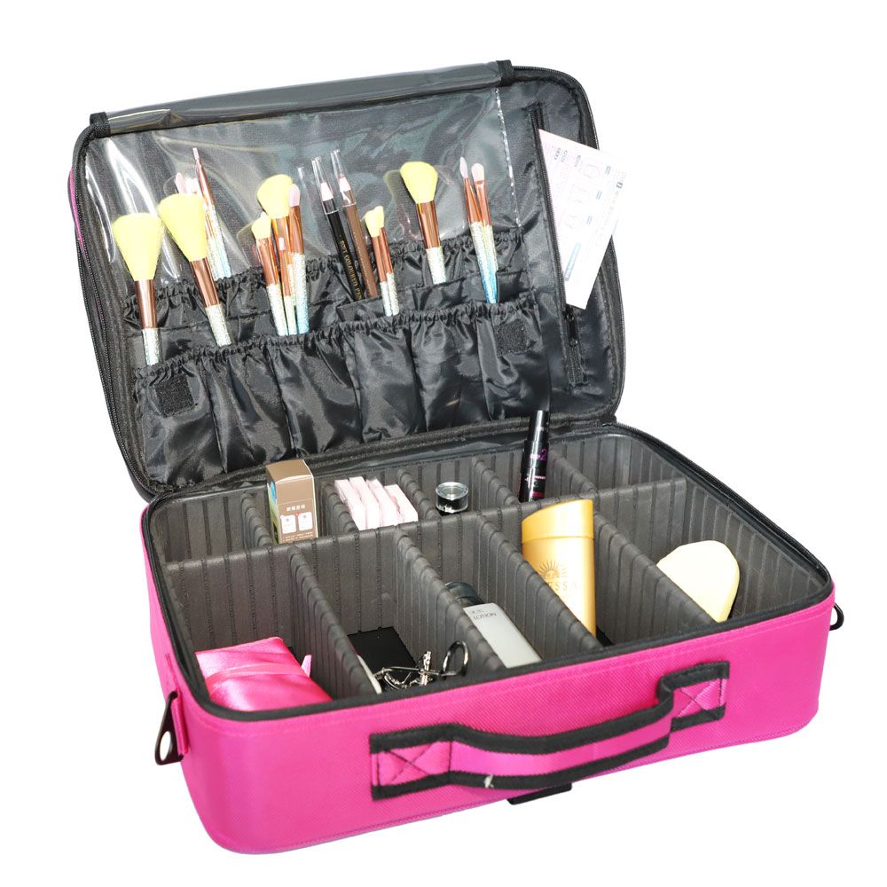 Professional High-capacity Multilayer Portable Travel Makeup Bag with Shoulder Strap Size L   YF