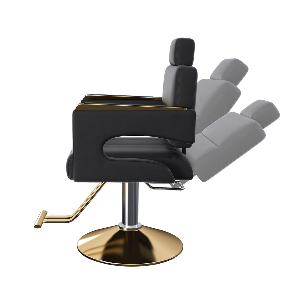 Professional Hydraulic Barber Chair - 360° Swivel with Adjustable Height, Stainless Steel Armrests & Reclining Backrest for Salon & Barber Shop