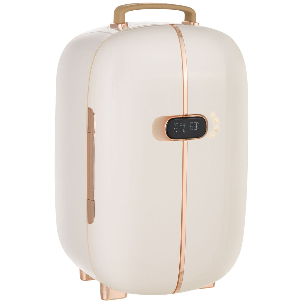 Professional Skincare Fridge - 12L, LED Lighting, Timer, Dual Doors, Cooler & Warmer, White, for Beauty & Makeup Exclusive