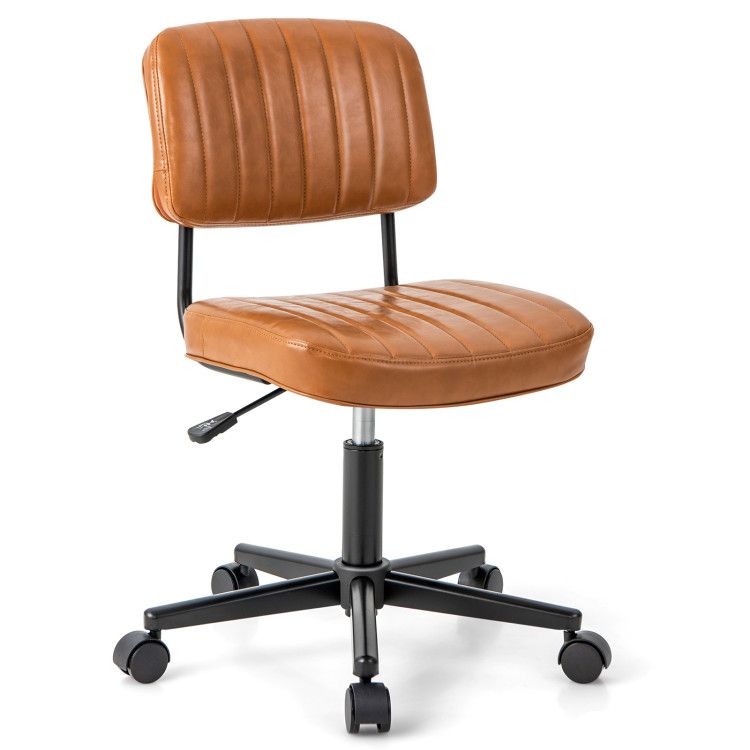 PU Leather Adjustable Office Chair  Swivel Task Chair with Backrest