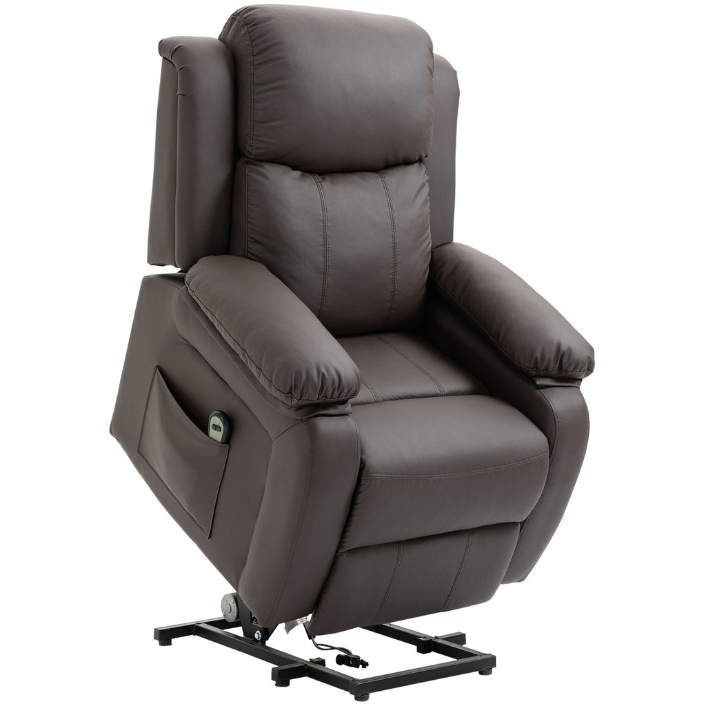 PU Leather Power Lift Chair for Elderly, Easy Remote Control, Sturdy & Comfortable, Brown