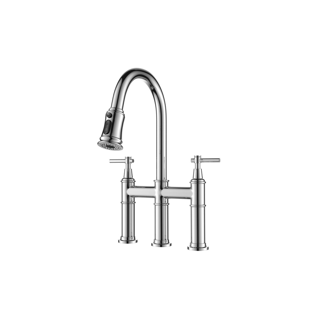 Pull Down Double Handle Kitchen Faucet-dk
