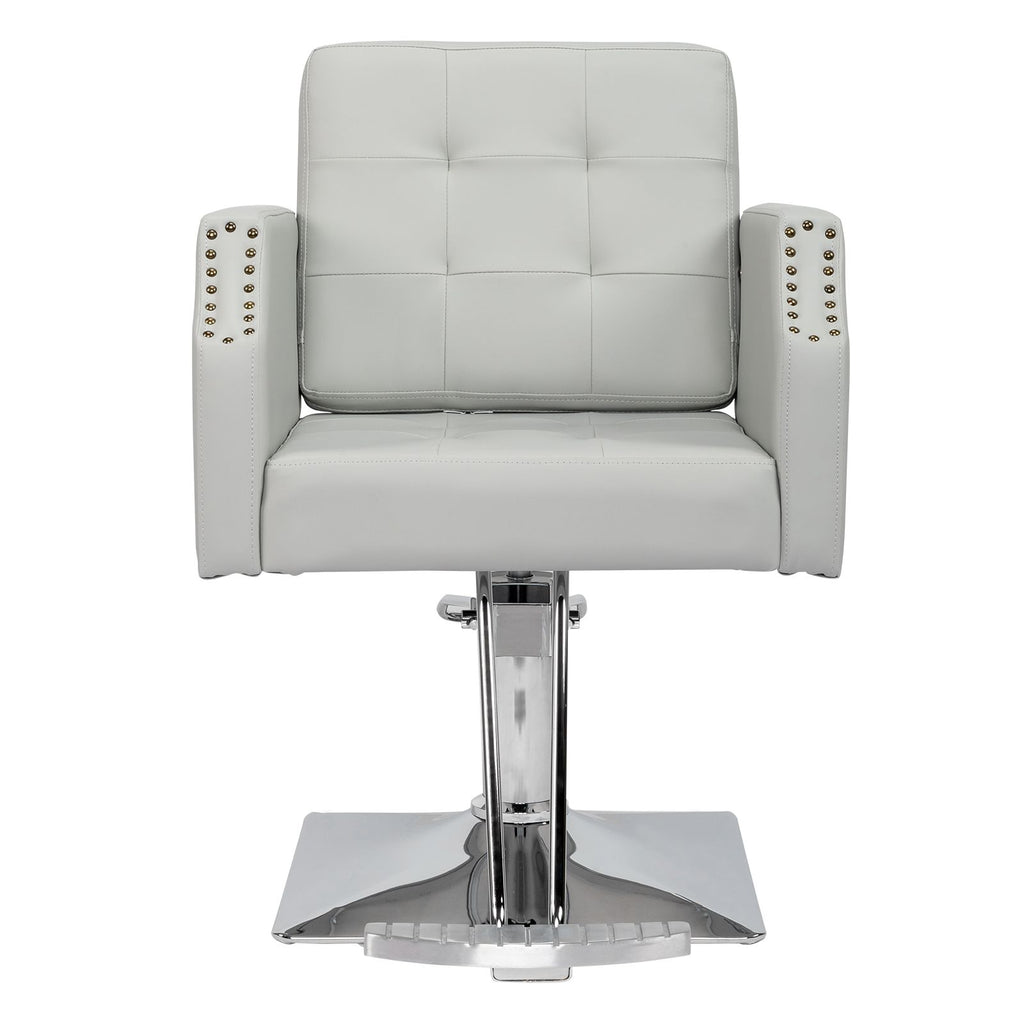 PVC leather aluminum alloy foot pedal rivet type square chassis high oil pump barber chair 150kg gray