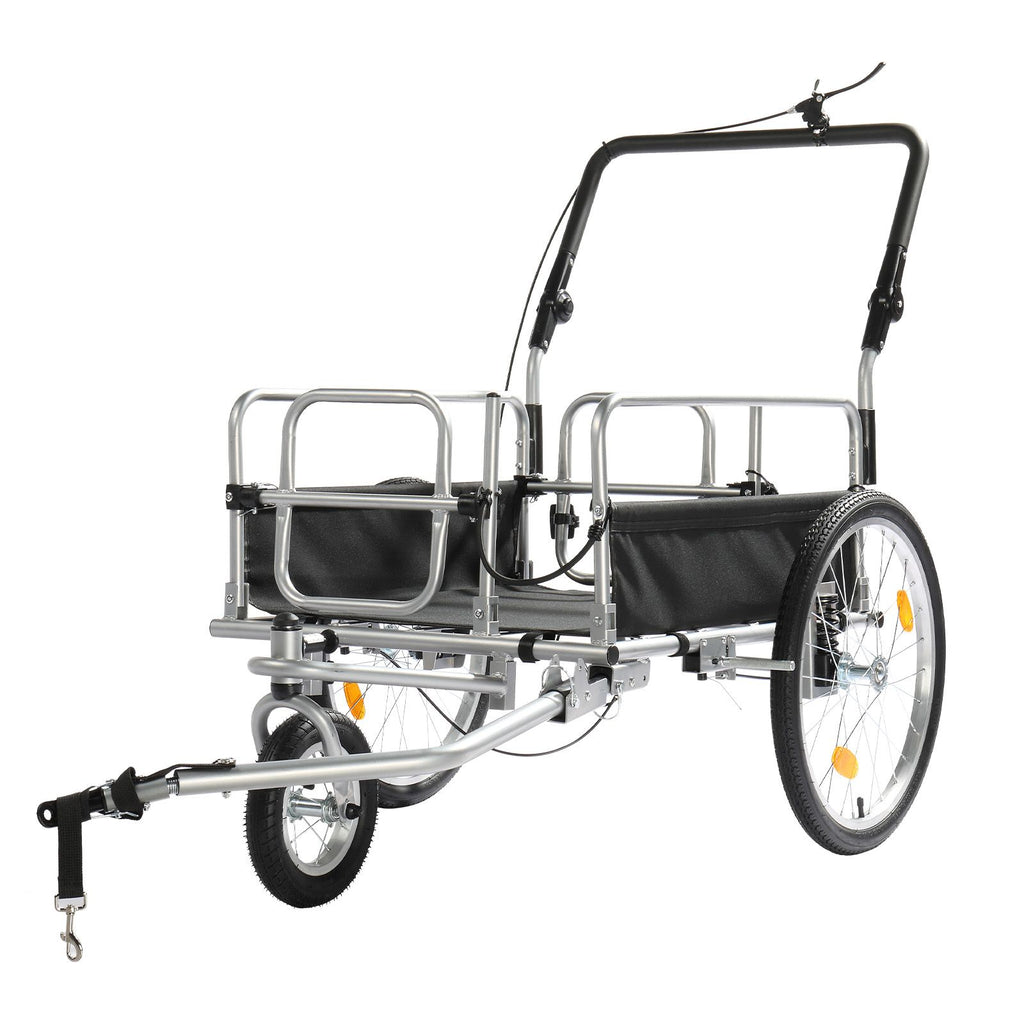 Q235 steel pipe 130*80*107cm bicycle trailer rack black 100kg cargo trailer with handrail