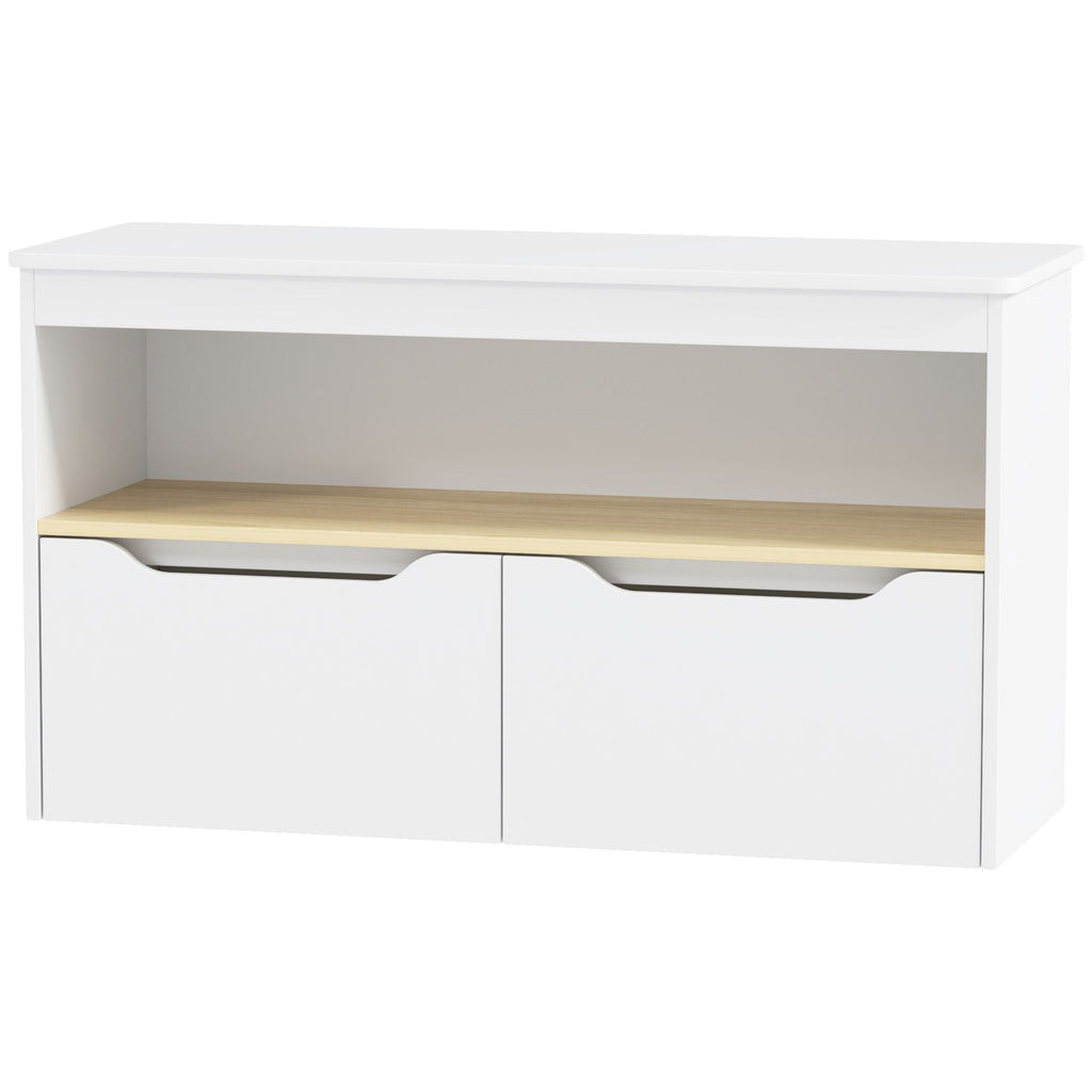 Qaba Toy Storage Organizer with 2 Drawers, Toy Shelf, Large Top, for Bedroom, Nursery, Living Room, White