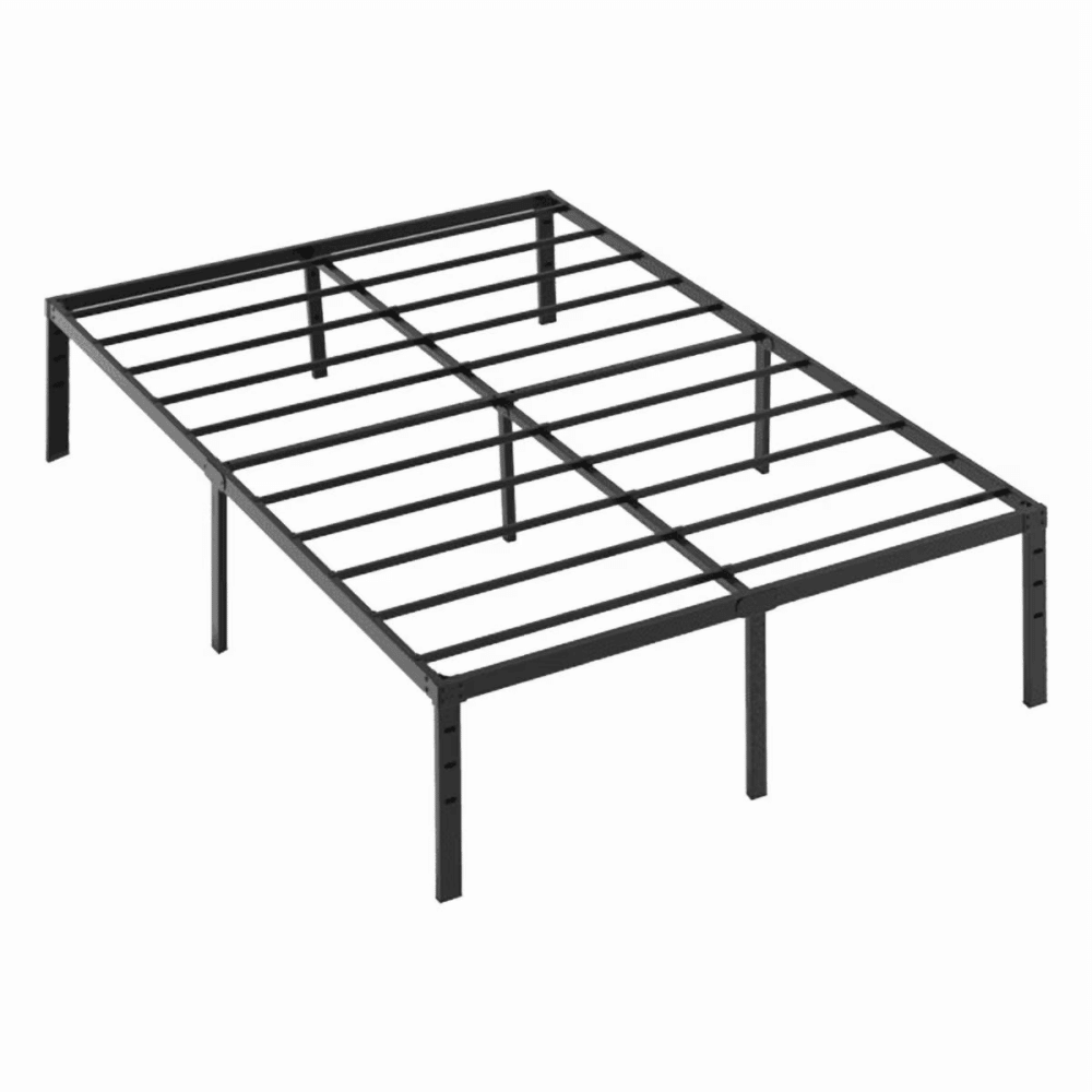 Queen Metal Platform Bed Frame 14-Inch Black Steel Slat Support