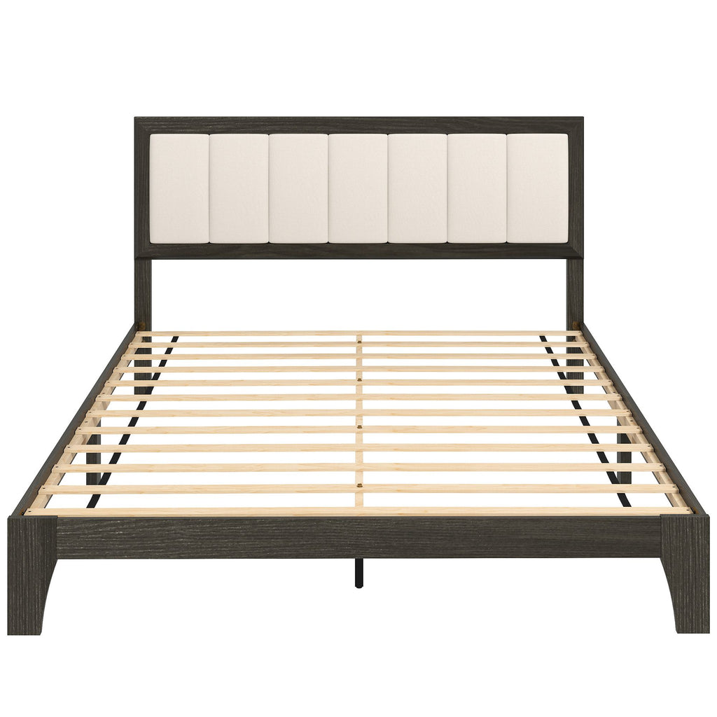 Queen Size Bed Frame with Headboard Queen Platform Bed Frame with Wooden Slats No Box Spring Needed Easy Assembly Walnut