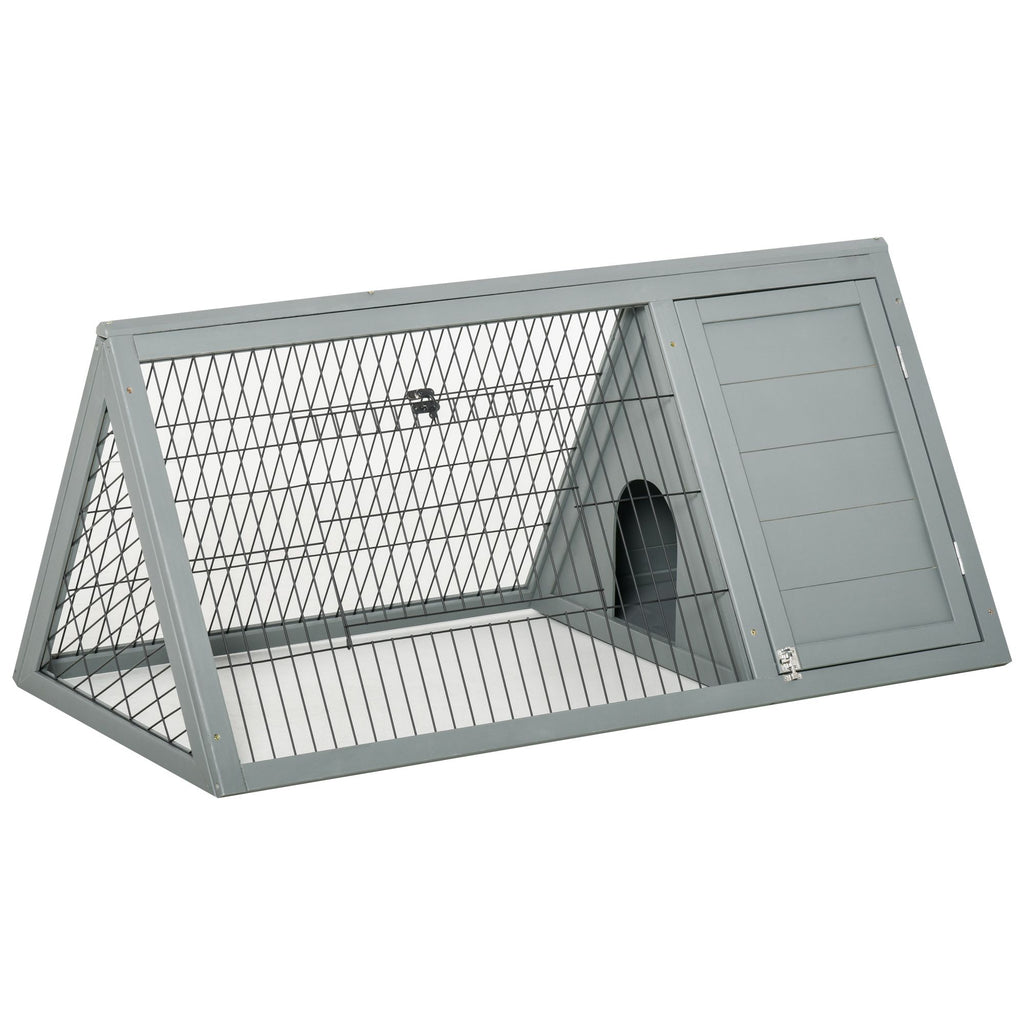 Rabbit Cage Outdoor, Wooden Rabbit Hutch 46x24 Outdoor Small Animal House with Run Ventilating Wire Gray
