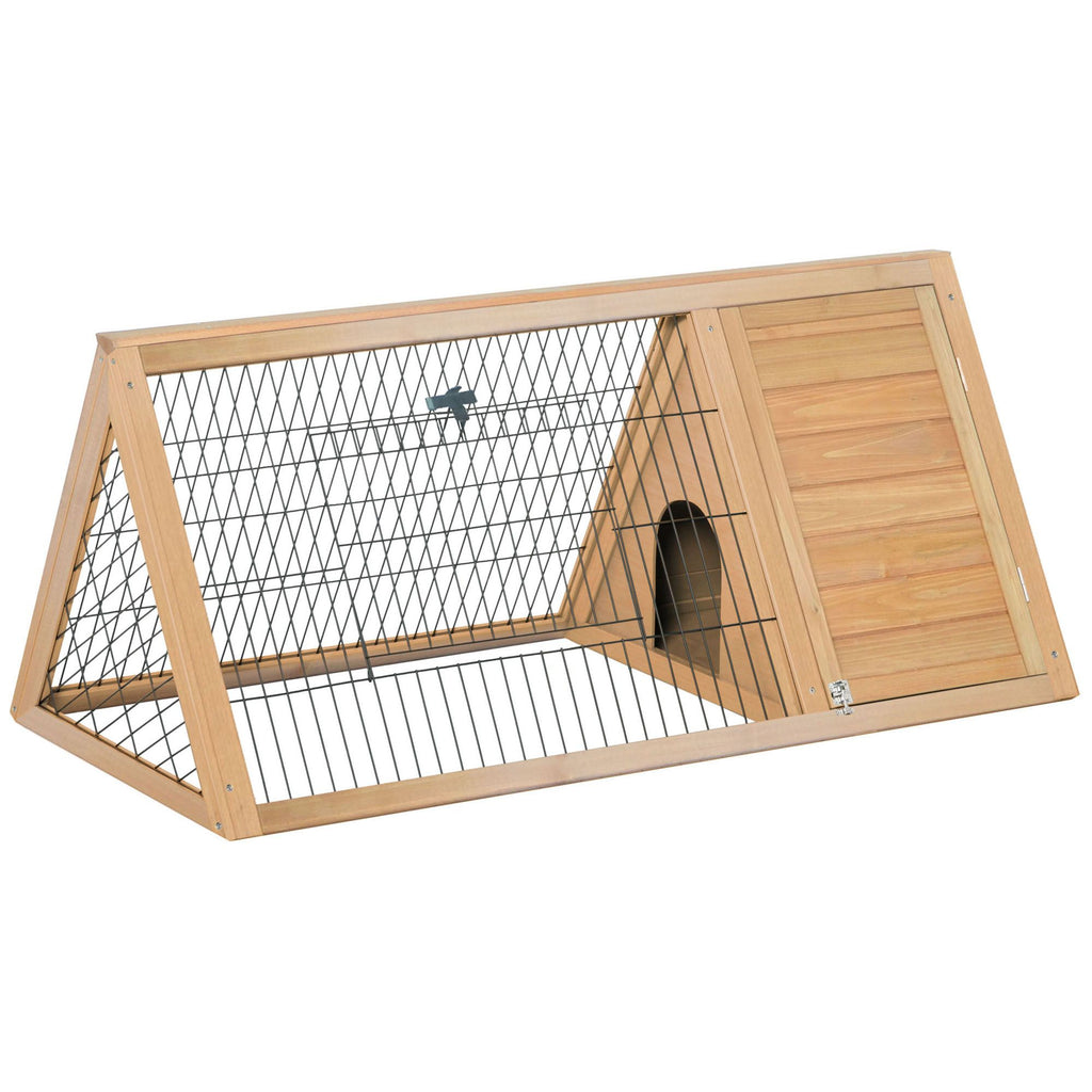 Rabbit Cage Wooden A-Frame 46x24 Outdoor Small Animal Hutch with Run Ventilating Wire Yellow
