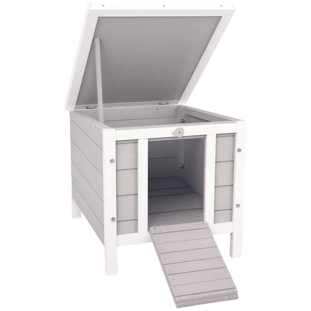 Rabbit Pen, Outdoor Wooden Rabbit Hutch Bunny Guinea Pig Cage with Waterproof Roof Gray