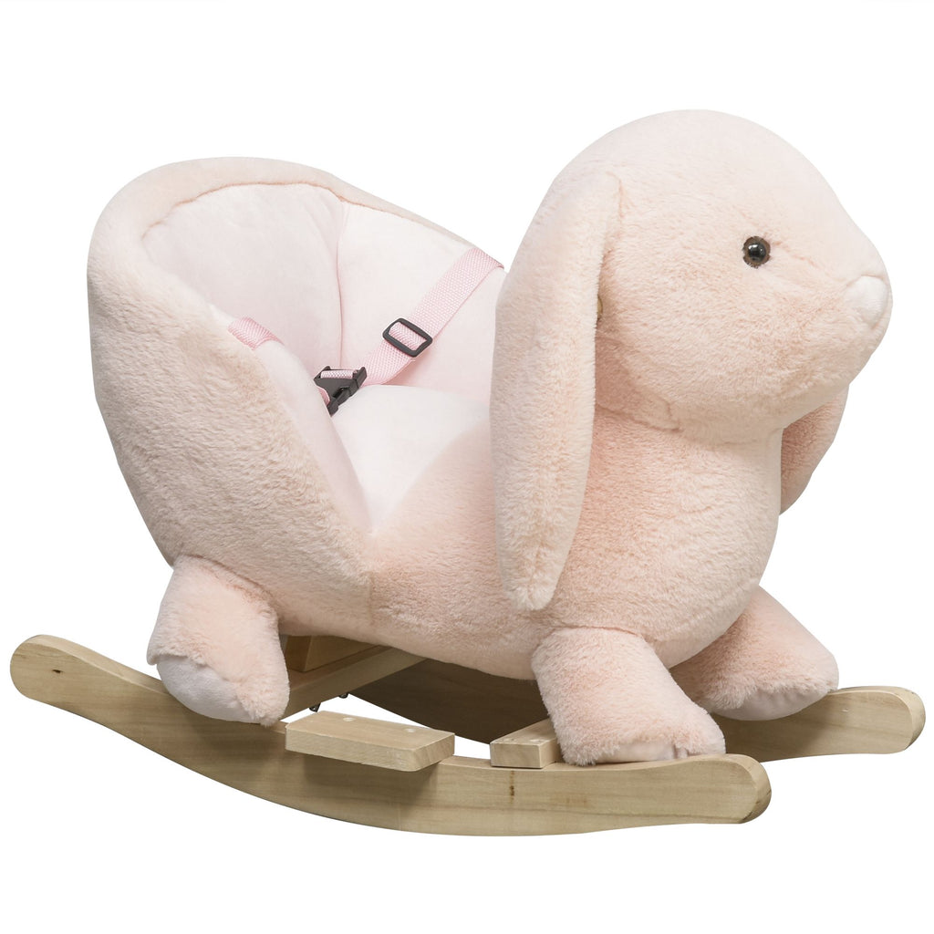 Rabbit Wooden Rocking Horse with Sound, Pink