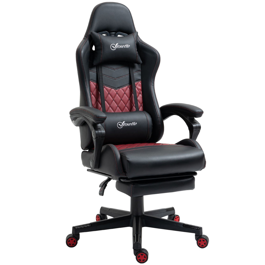 Racing Gaming Chair Black with Footrest PU Leather Swivel Wheel High Comfort