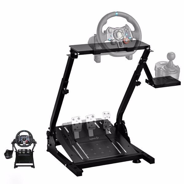 Racing Wheel Stand, G920 Steering Wheel Stand Adjustable with Shifter Mount Holder, Wheel Stand Fits for Logitech G25 G27 G29 G923, Supporting Thrustmaster T300Rs T300Gt T150Rs Xbox PS4 PS5 PC