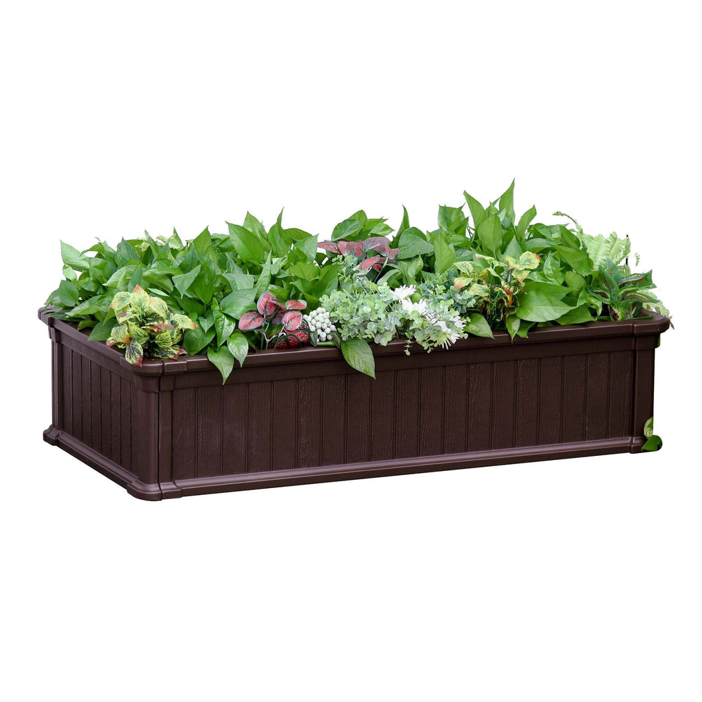 Raised Garden Bed 48.5" Brown Planter Box for Outdoor Flowers Herbs Veggies & Fruits Patio Backyard