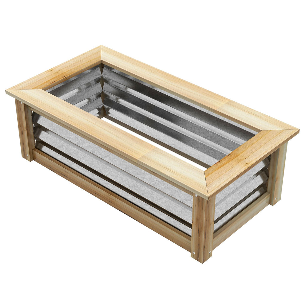 Raised Garden Bed, Planter Box, Metal and Wood Combined, for Growing Flowers, Herbs and Vegetables