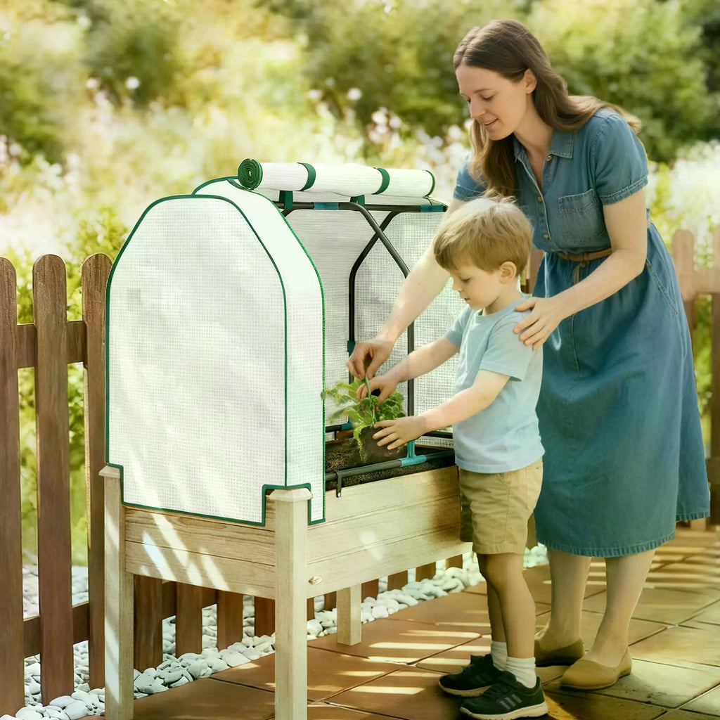 Raised Garden Bed with PE Greenhouse