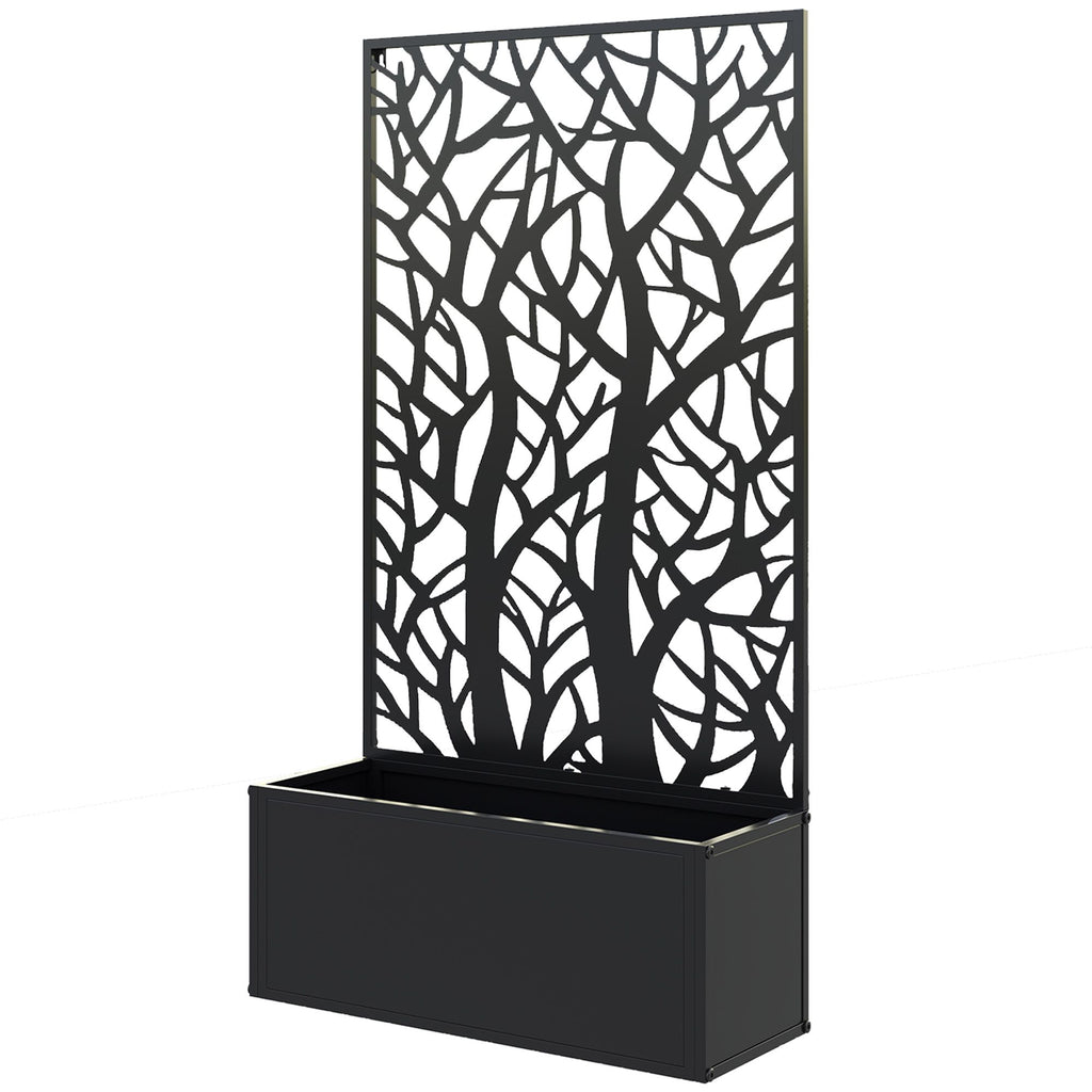 Raised Garden Bed with Trellis, Wall Mounted Flower Bed for Garden Balcony, Patio, 24"L x 9.1"W x 44.5"H