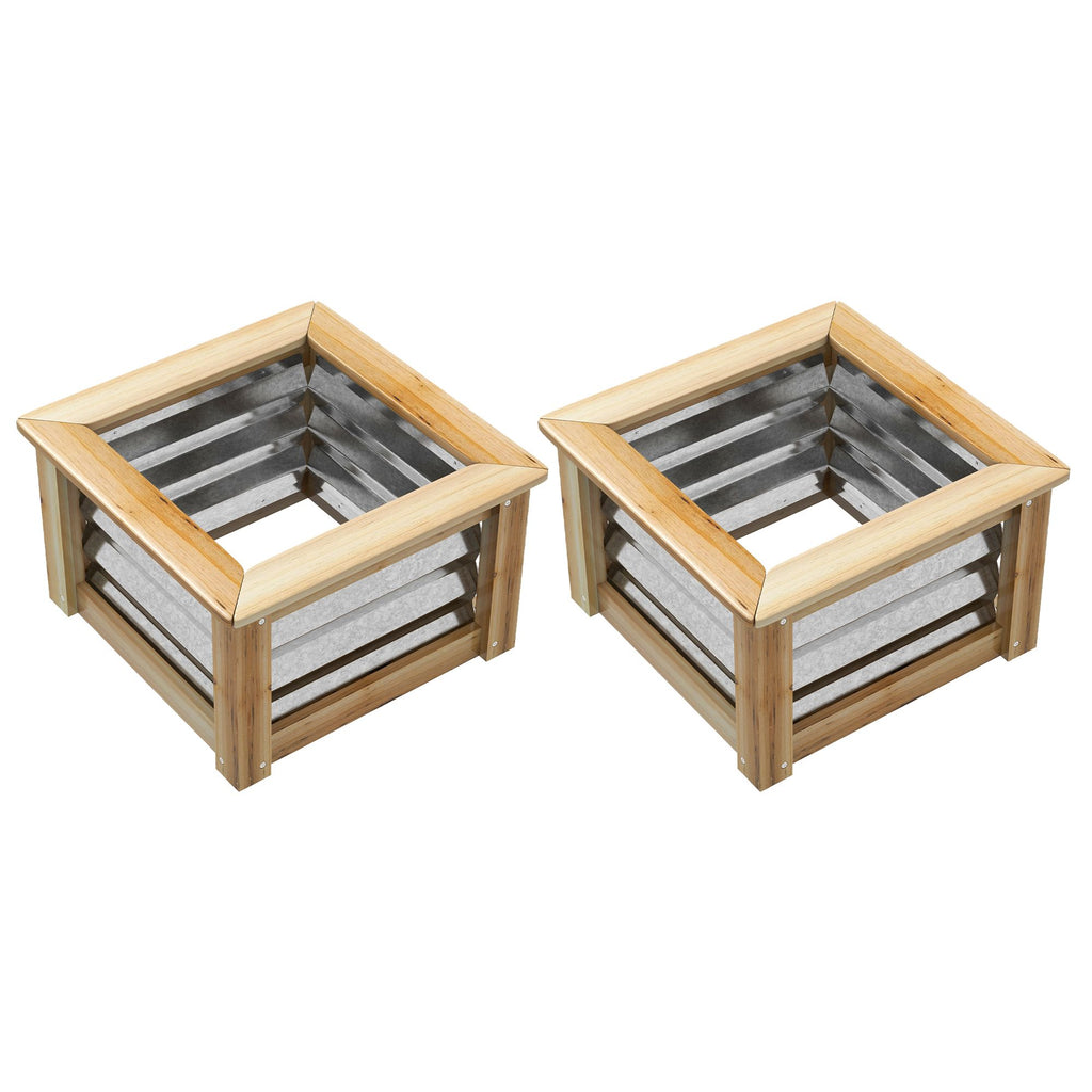 Raised Garden Oasis Metal & Wood Planter Boxes for Flourishing Flowers Herbs & Vegetables for Outdoor Gardening