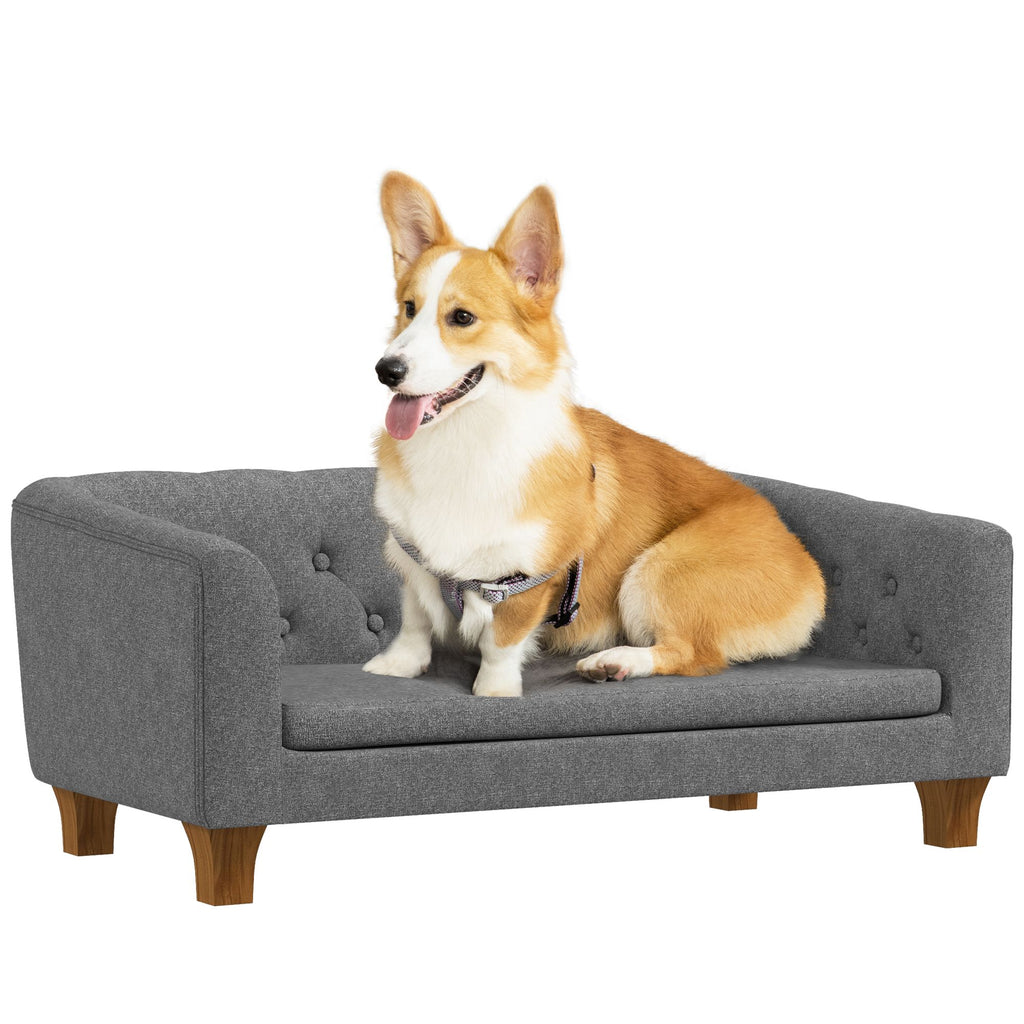 Raised Pet Lounge for Small to Medium Dogs Grey with Plush Removable Cover