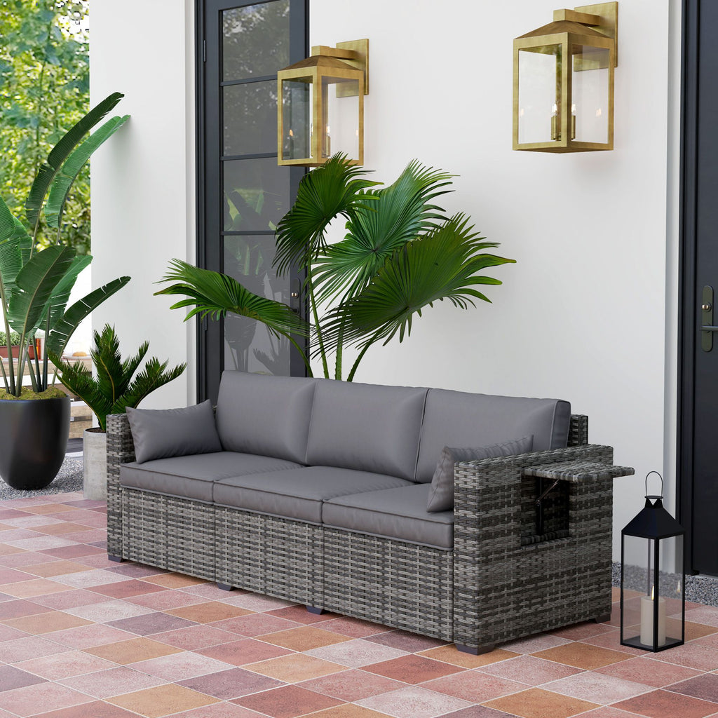 Rattan Sofa with Easy to Assemble and Adjustable Foot 78.7 Inches X 28.7 Inches X 28.3 Inches for Garden