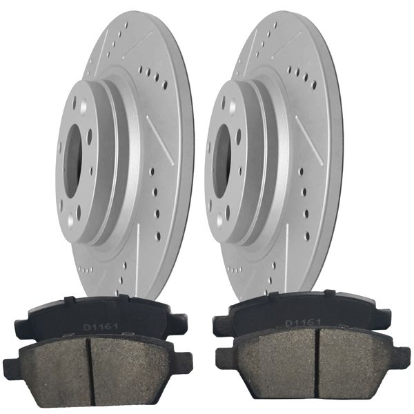 REAR Drilled Brake Rotors Brake Pads for 2006-11 Ford Fusion MKZ Mazda 6 Milan
