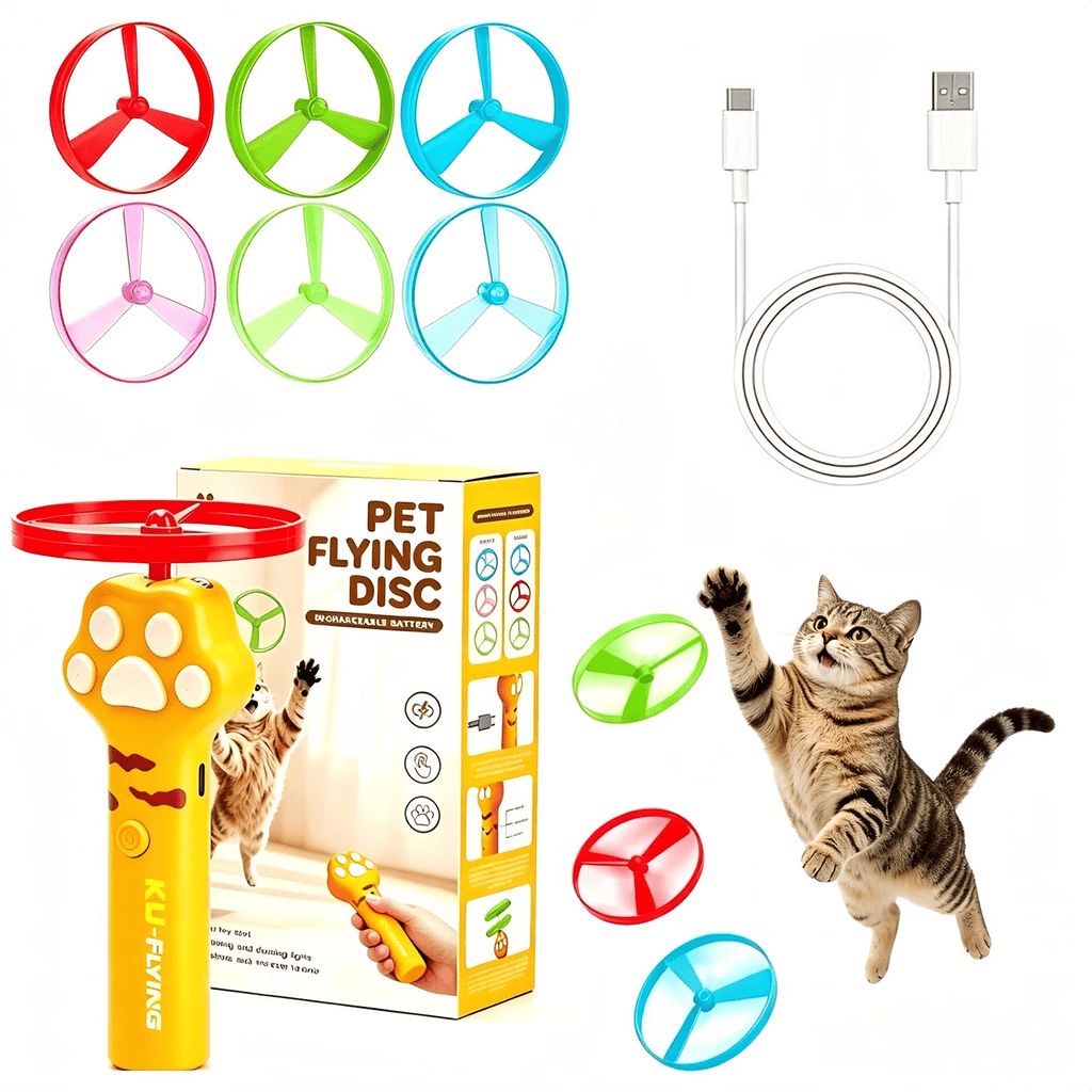 Rechargeable Cat Disc Launcher Interactive Cat Fetch Launcher with 10 Flying Cat Pet Toys (US Logistics For USPS/DHL/Fedex/UPS. No designated logistics acceptedTK/TMEU only For self-pickup