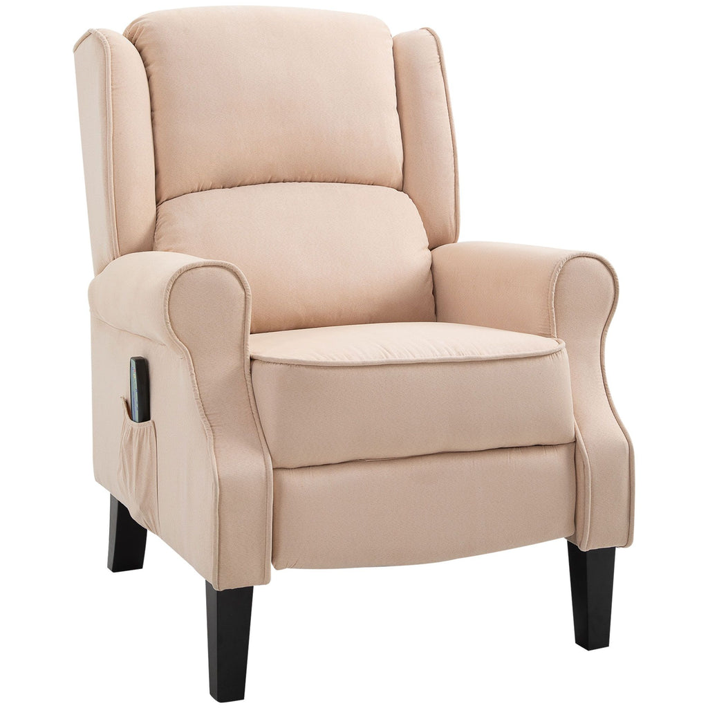 Recliner Massage Chair with Heat, Massage Recliner Chair with Remote Controller, Side Pocket, Cream White