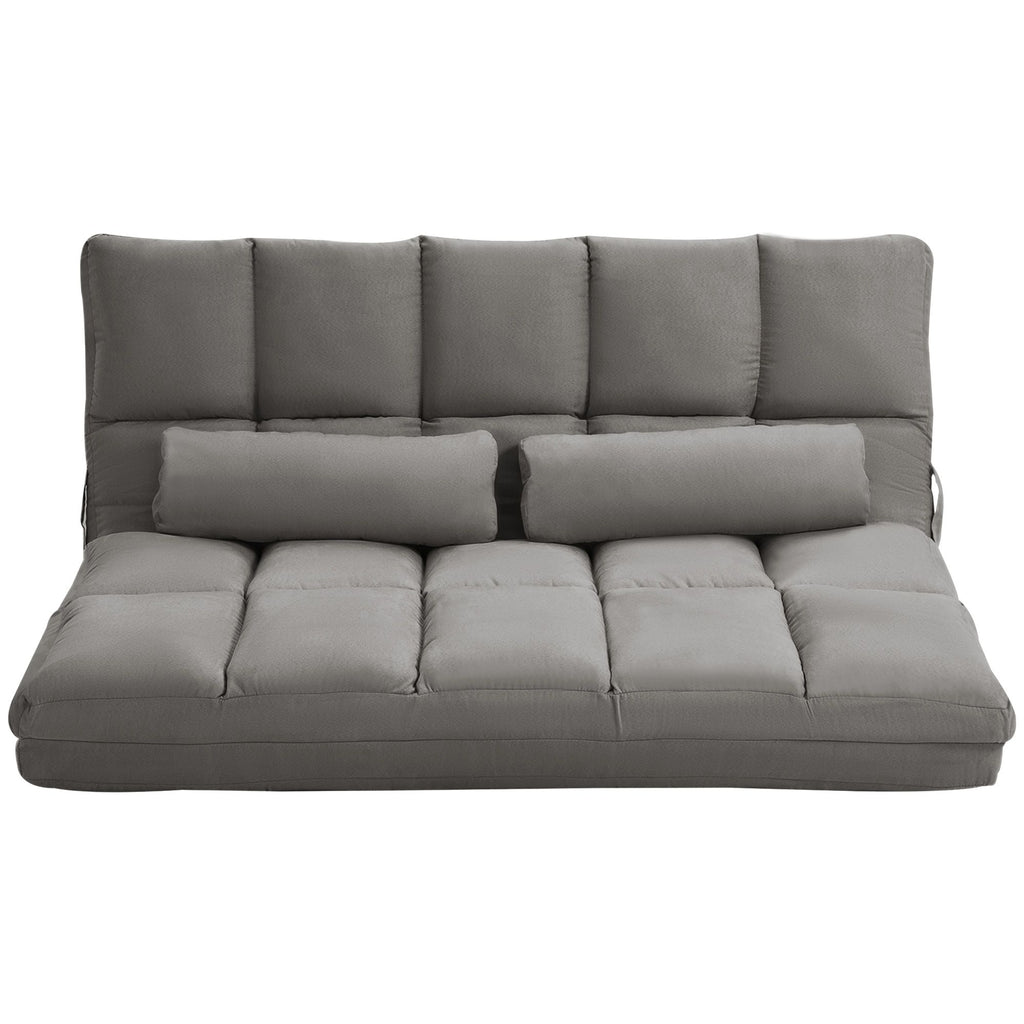 Recliner Sofa Chair Convertible Floor Dark Gray Adjustable Comfort with Pillows