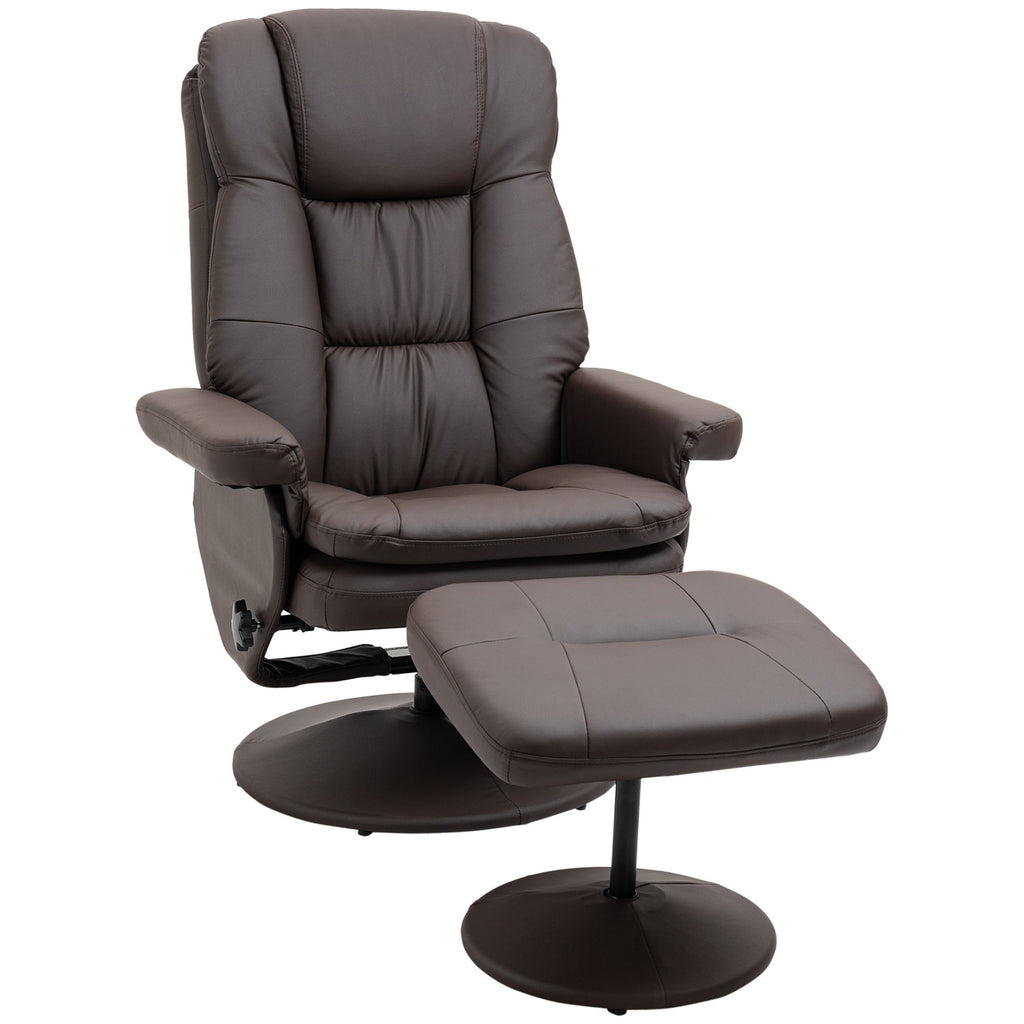 Reclining Chair Brown Swivel Recliner with Ottoman Manual Chair for Living Room Office