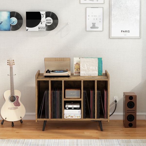 Record Player Stand, Vinyl Record Storage Cabinet ,Turntable Stand with Storage, Album Storage Cabinet for Bedroom Living Room Office, Music room, Brown