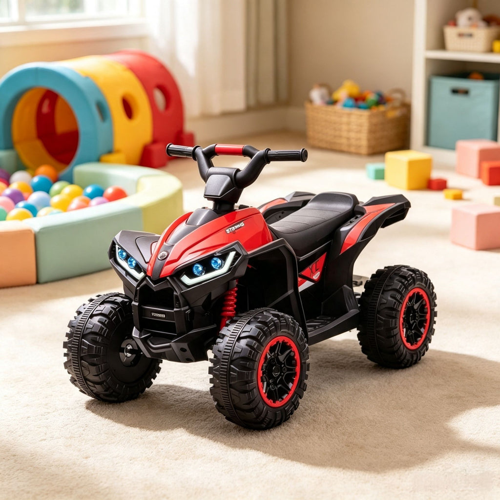 Red 12V Kids Electric ATV Quad Car with Forward/Reverse, Music, for 3+ Years Old