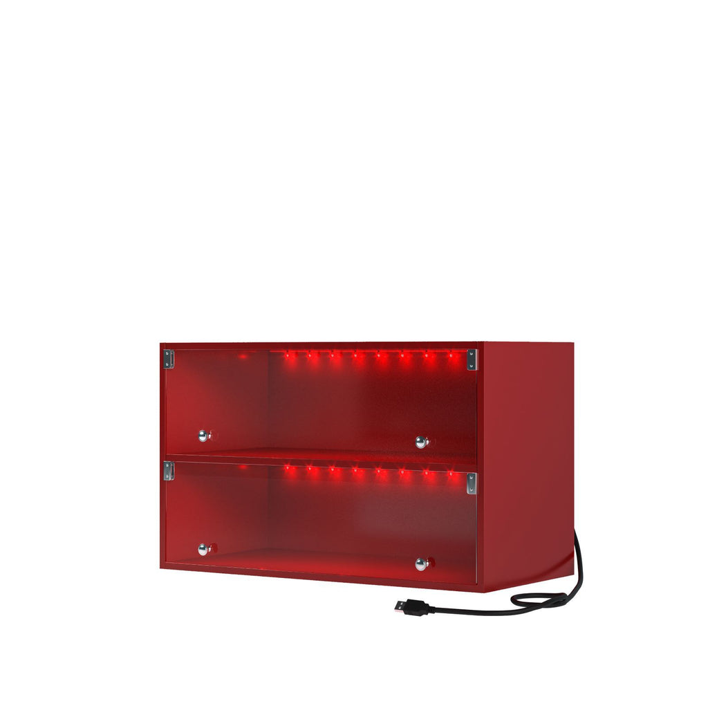 Red Glass Door Shoe Box Shoe Storage Cabinet For Sneakers With RGB Led Light (single)