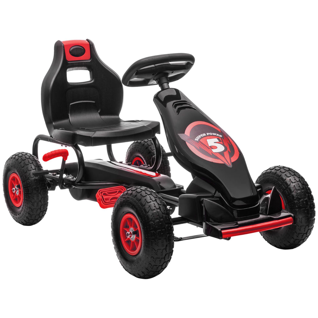Red Pedal Go Kart for Kids, Outdoor Ride-On Toy with Adjustable Seat, Anti-Slip Wheels, Safety Brake, Ages 5-12