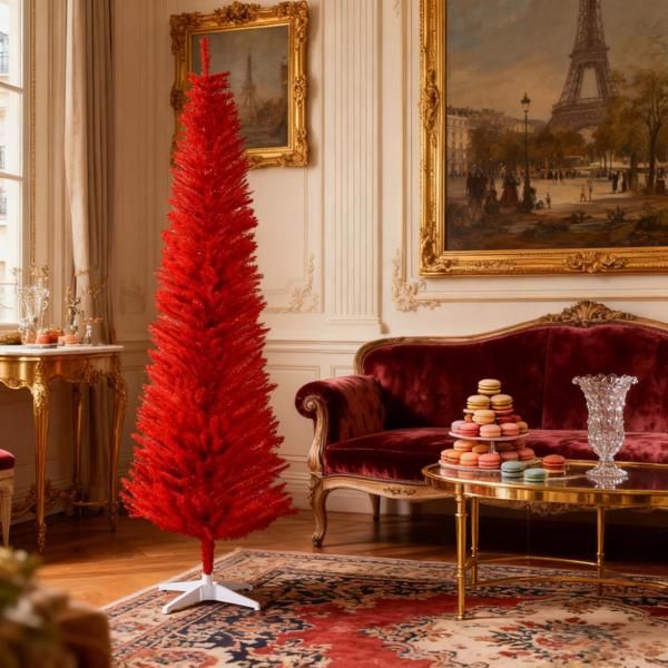 Red Pencil Christmas Tree ,with 499 Realistic Branch Tips and Plastic Stand