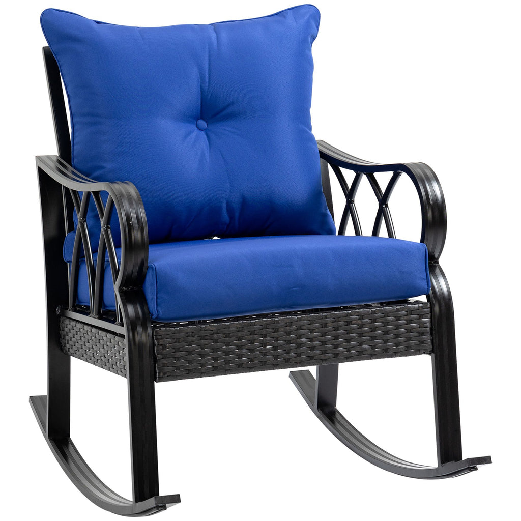 Relaxation Rocker: Blue Wicker Rocking Chair for Garden & Backyard
