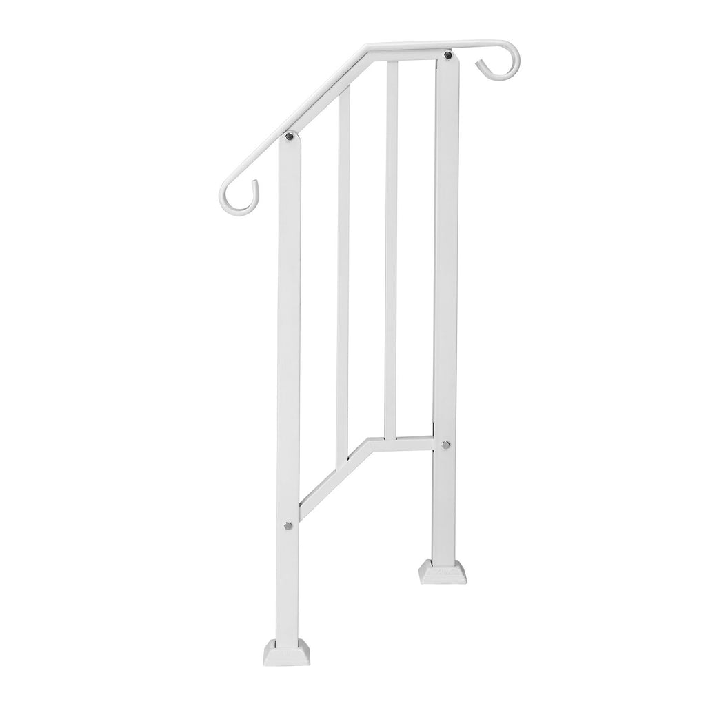 [Replace 14480547]Handrails for Outdoor Steps, Iron Handrail Fits 1 Step, Transitional Handrail with Installation Kit, White