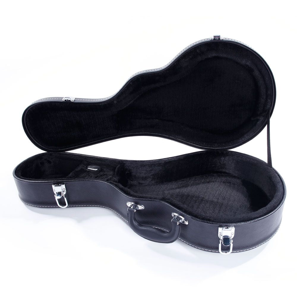 [Replace 15658038]F-Style Microgroove Pattern Leather Wood Mandolin Case Black