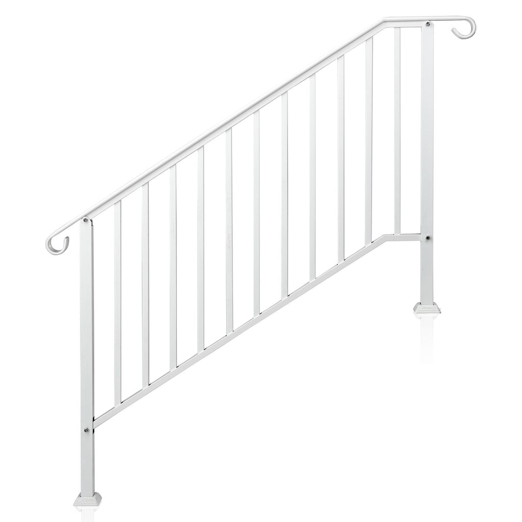 [Replace 19939750]Outdoor 4 Level Iron Handrail Matte White