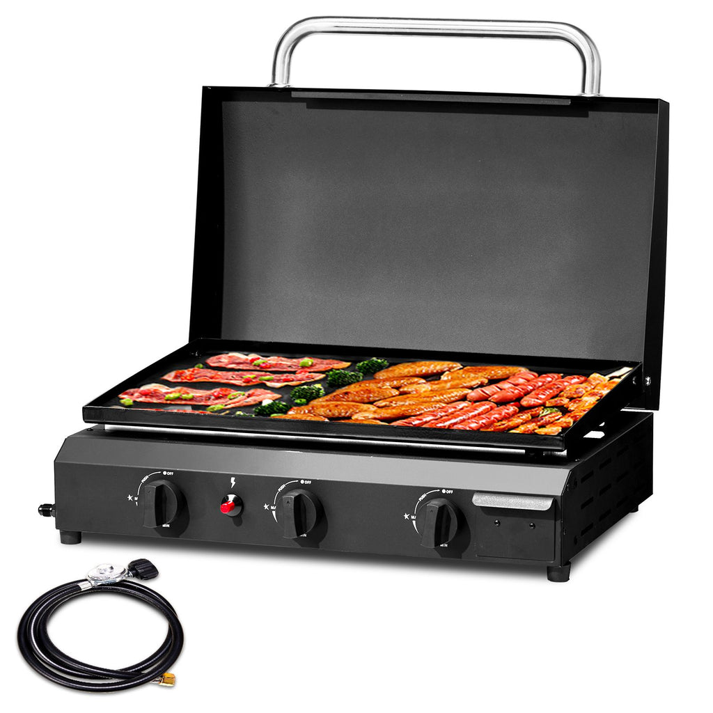 Replace 241798043-Burner Flat Top Gas Griddle Cooking Station with Ceramic Coated Cast Iron Pan, 30,000 BTU Propane Fuelled Griddle Station for Outdoor Barbecue Backyard Cookout