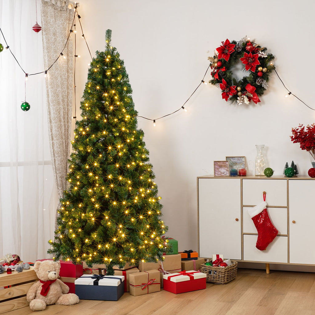 Replace 27794076FCH 7ft 1100 Branches PVC Material DIY 200 Lights Warm Color 8 Modes Christmas Tree Green