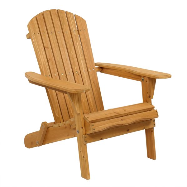 [Replace 57738306]Folding Wooden Adirondack Lounger Chair with Natural Finish